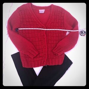 Hand made red acrylic knit cardigan Bennington